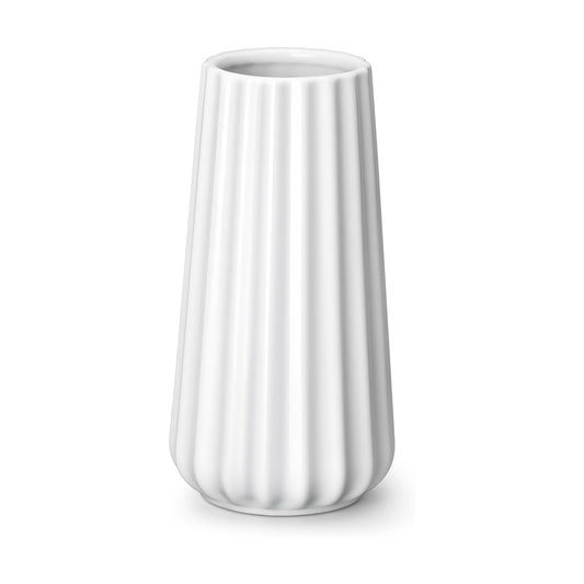 Ceramic Vase / Modern Ribbed Glossy Decorative Vase / White / 7.8 Inch