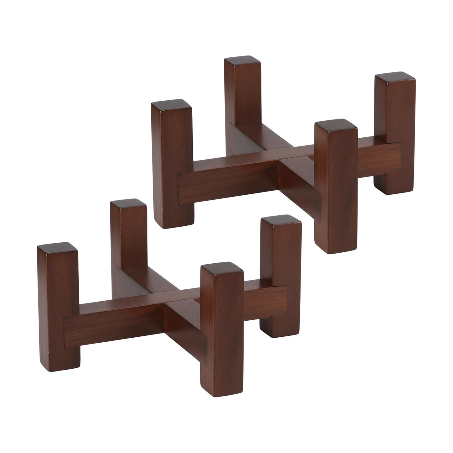 Solid Wood Coaster Holder for Round or Square 4 / Rustic Brown / 5.13 x 5.13 x 2.25 / Set of 2