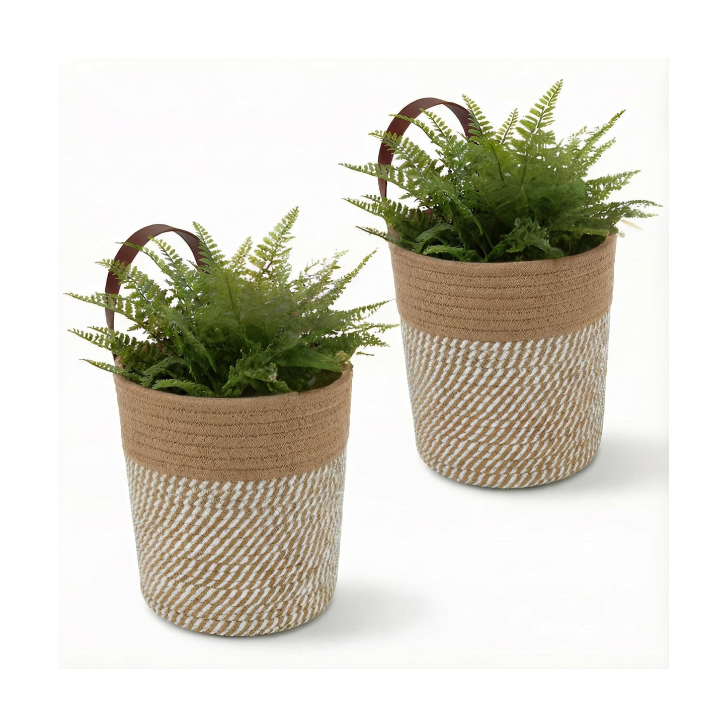 Round Woven Wall Decor & Storage Planter for Plant Decor and Home / Brown / 8 Inch / Set of 2