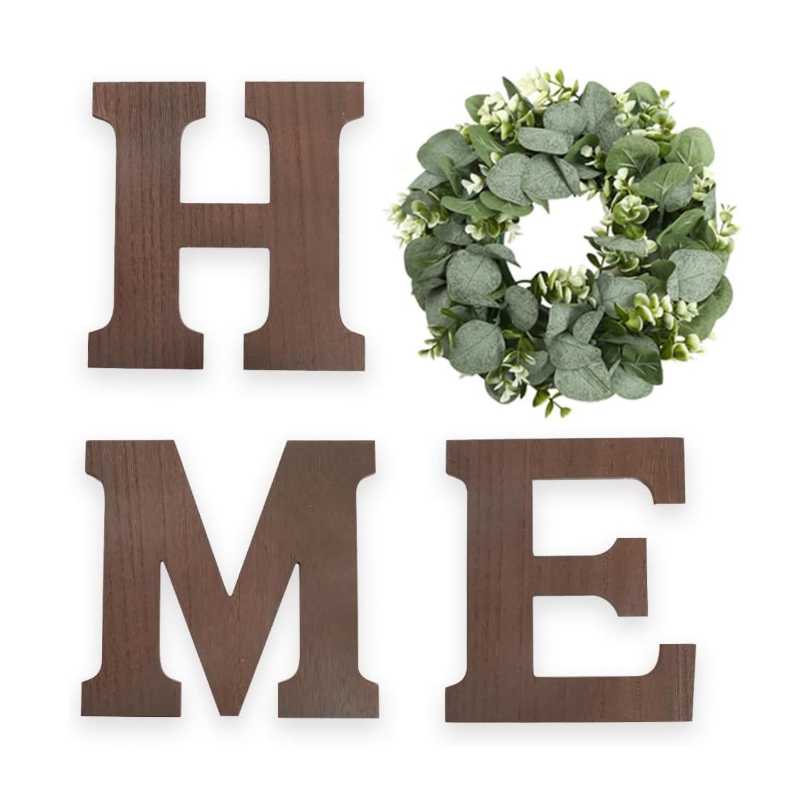 Pinkpum Wood Home Sign with Eucalyptus Wreath for O Home Decor Wall Decor