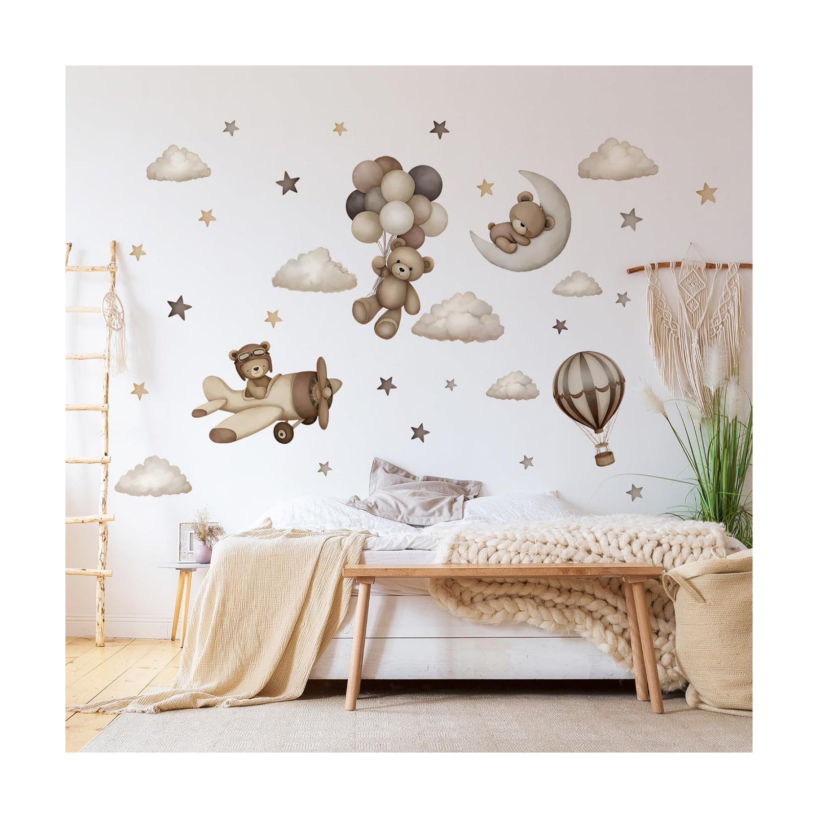 Teddy Bear Wall Decals / Coffee Brown Bear Wall Decal