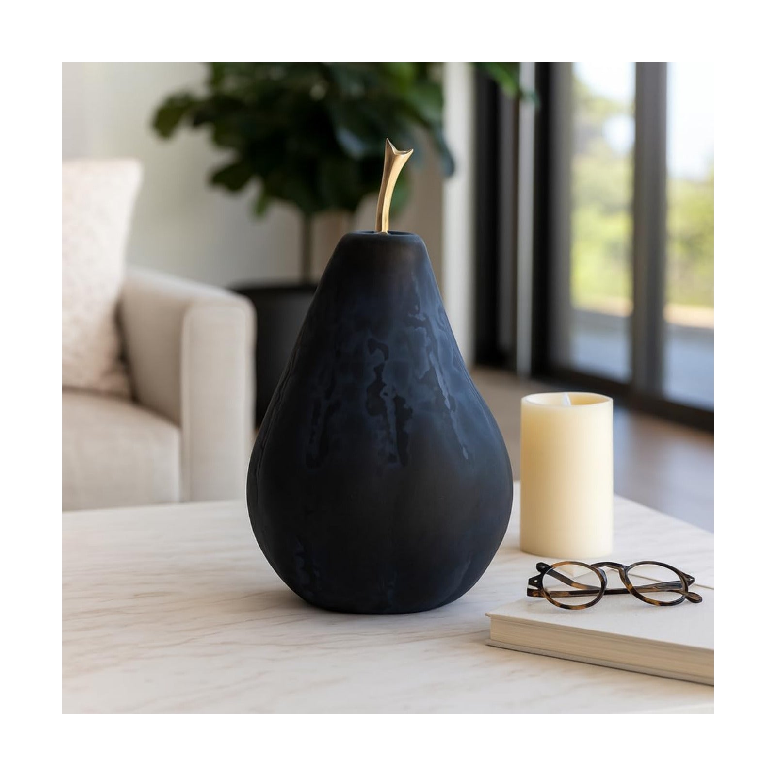 Unique Large Glass Pear Sculpture Figurine / Set of 12