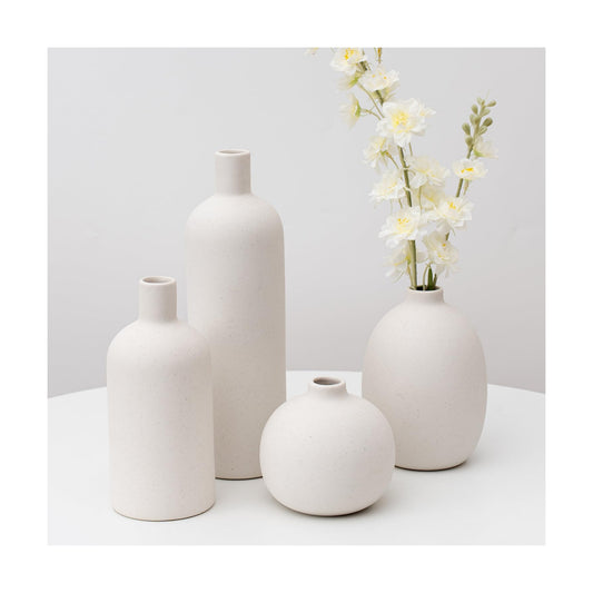 Ceramic Vase / Decorative Flowers Vases for Bouquet / White / Set of 4