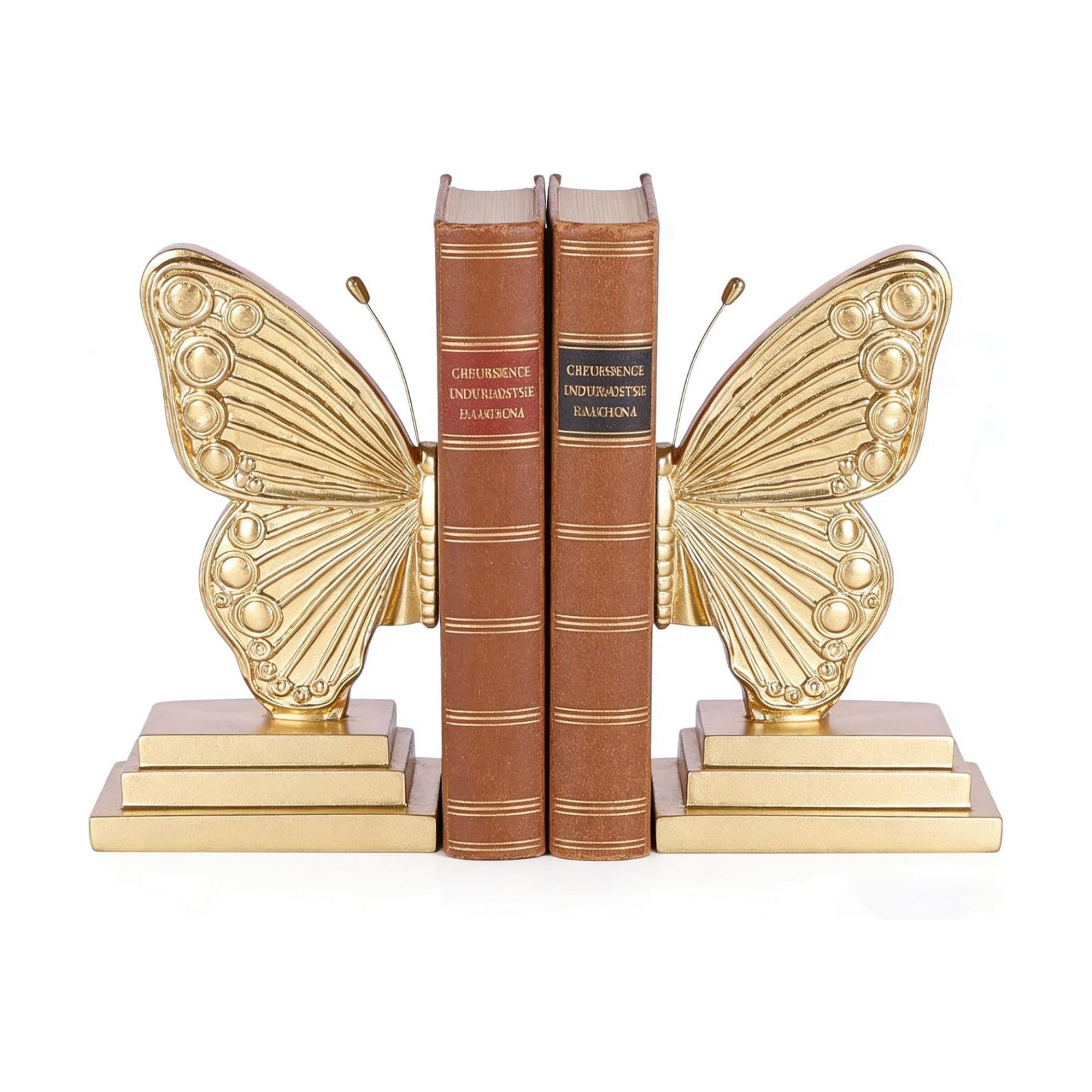 Vintage Butterfly Bookends / Gold