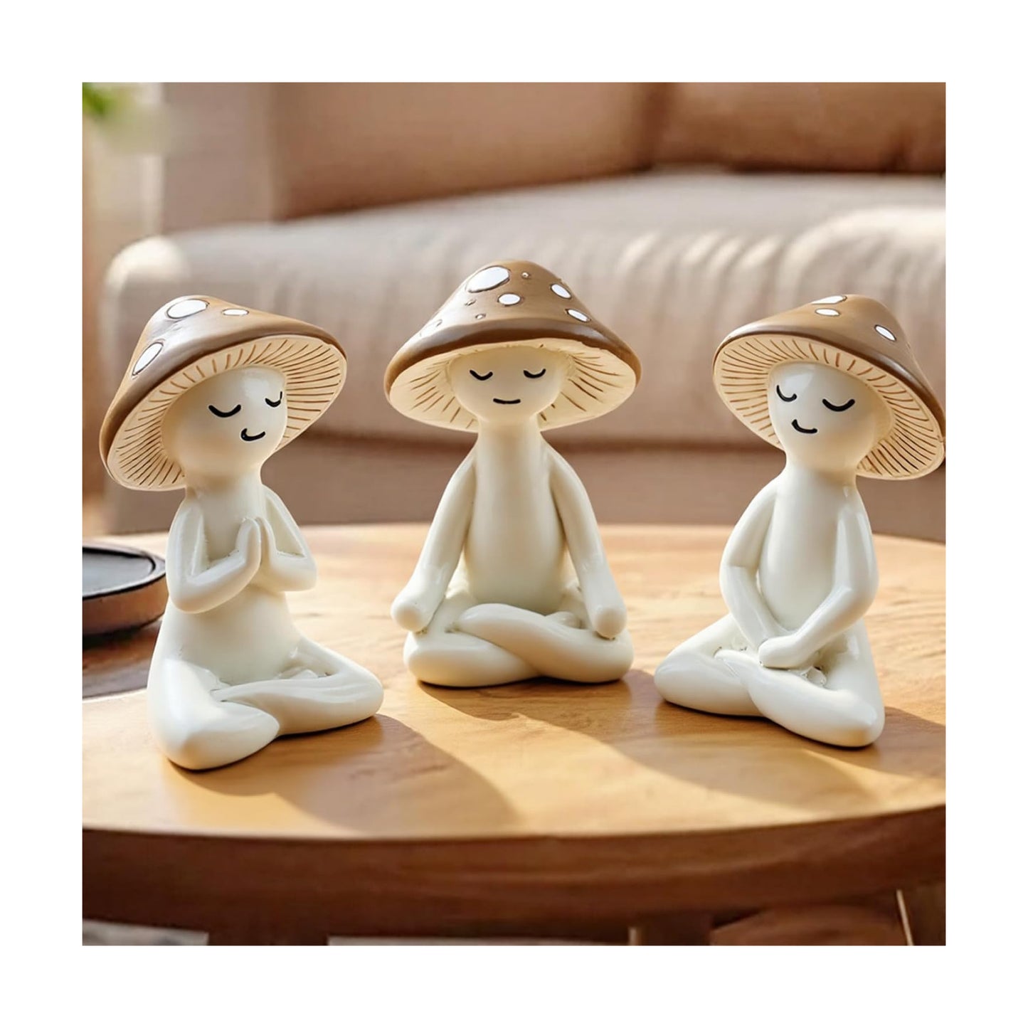 Yoga Figurines for Desk / Mushroom / Set of 3