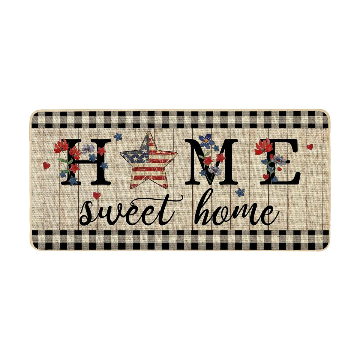 ORTIGIA 4th of July Patriotic Home Sweet Home Doormat Independence Day Memorial Day Welcome Door Mats Non-Slip Durable Entrance Mat for Home Entrance Entry Yard Floor Patio 17x36 INCH
