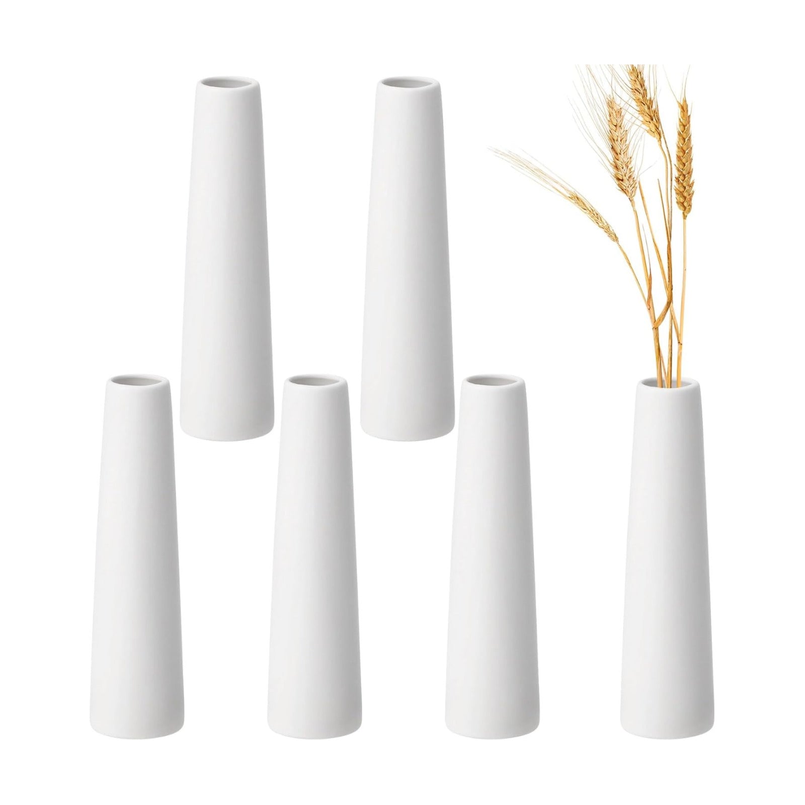 Ceramic Vase Set / White / Set of 6