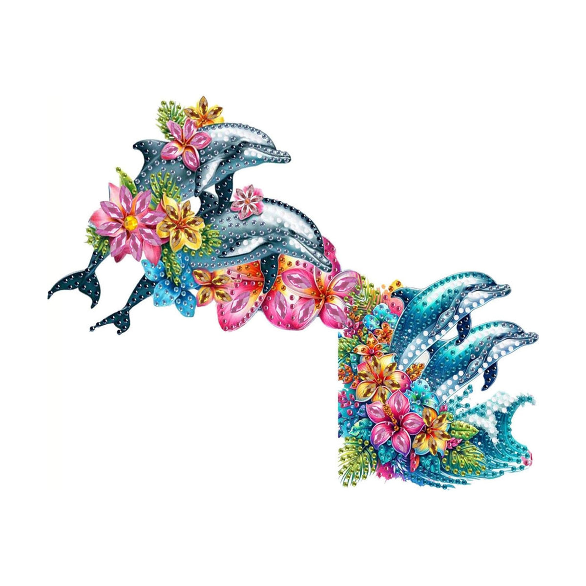 DIY Diamond Art Painting Animal Door Corner Decor, PVC Frame Signs with Dolphin Designs for Holiday Home, Festive Wall Hanging Gift for Family