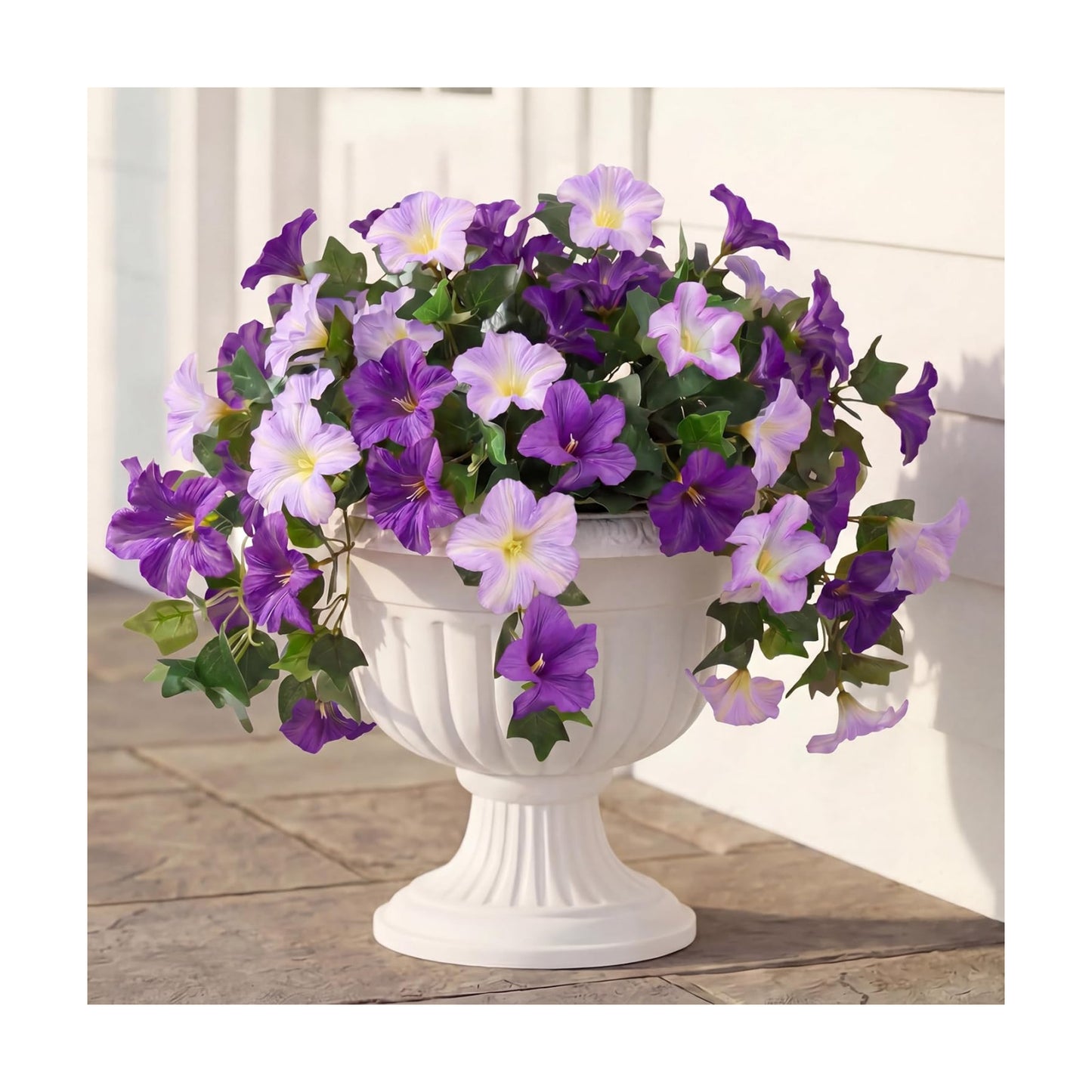 Artificial Hanging Flowers / Purple White / Only / Set of 3