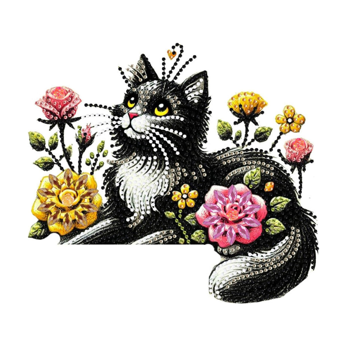 DIY Diamond Art Painting Animal Door Corner Decor, PVC Frame Signs with Black Cat Designs for Holiday Home, Festive Wall Hanging Gift for Family