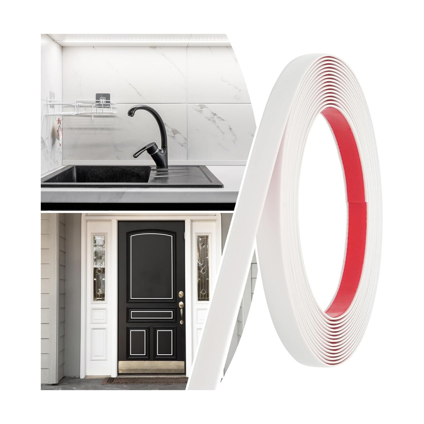 Tile Border / Flexible PVC Molding Trim for Mirror / 1/2 In / White / 20 Inch