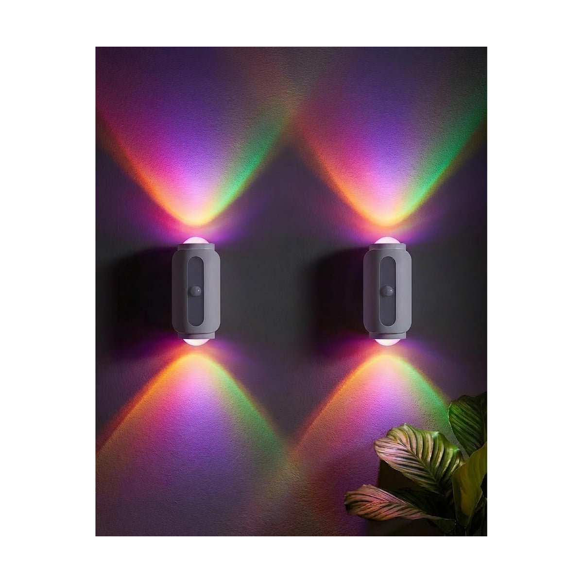 Motion Sensor Wall Light, Rechargeable Peel and Stick on Sconce Set of 2 | Wireless No Drill RGB Wall Lamps, Magnetic
