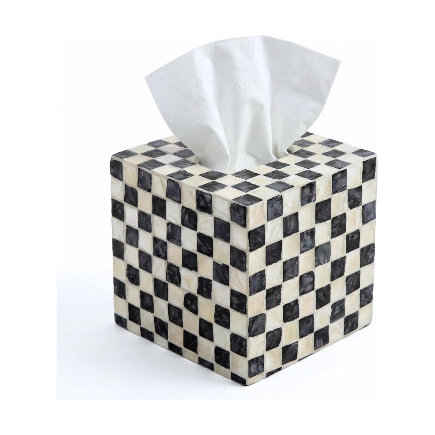 Mother of Pearl Tissue Box Cover / Checkerboard