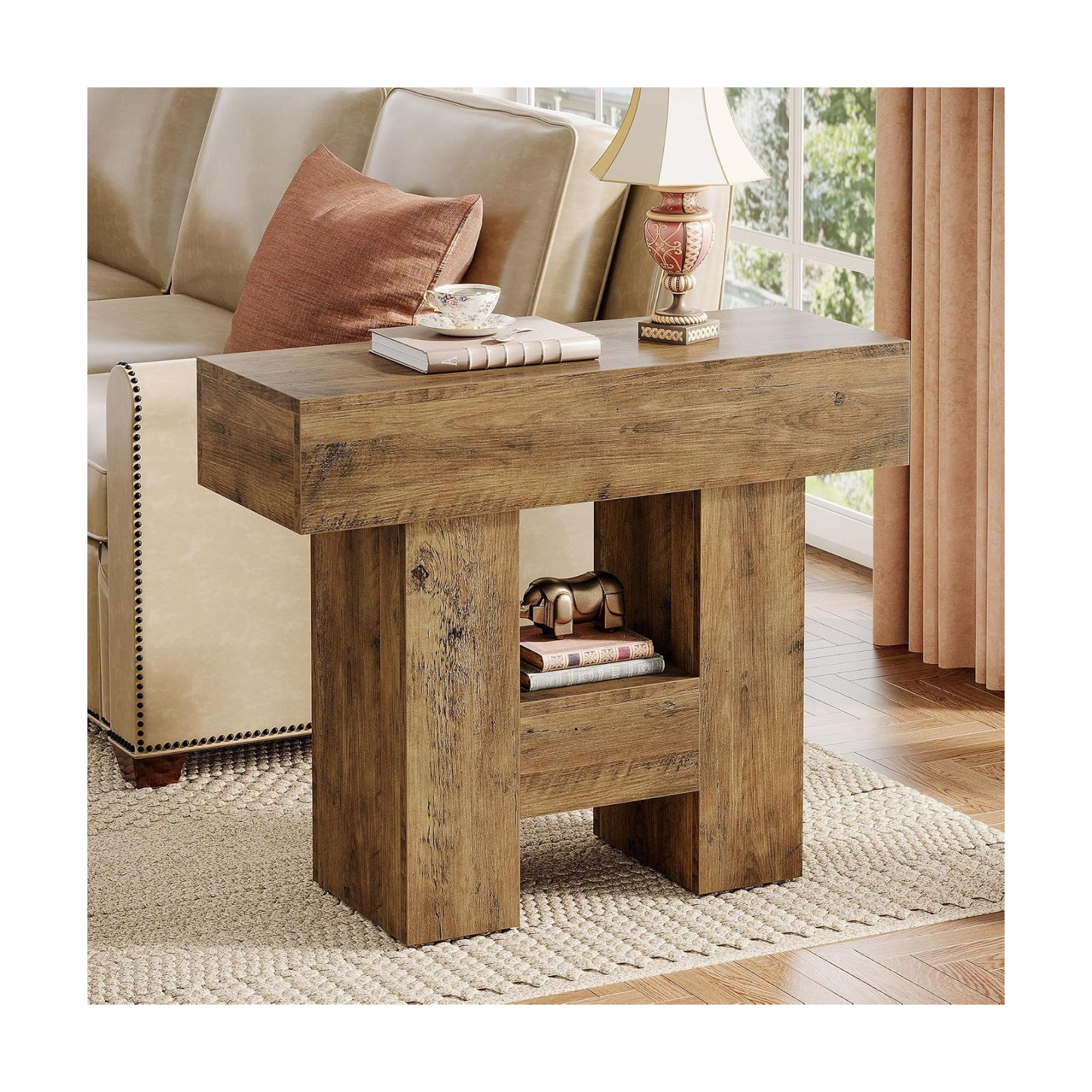 Rustic Wooden Sofa Side / Rustic Brown
