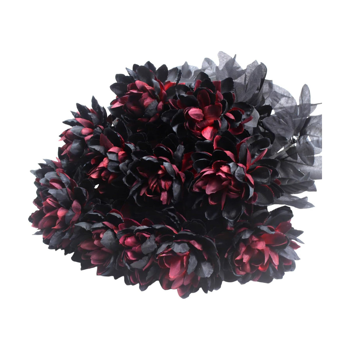 12Pcs Artificial Dahlia Flowers Black Gothic Dead Flowers for Halloween
