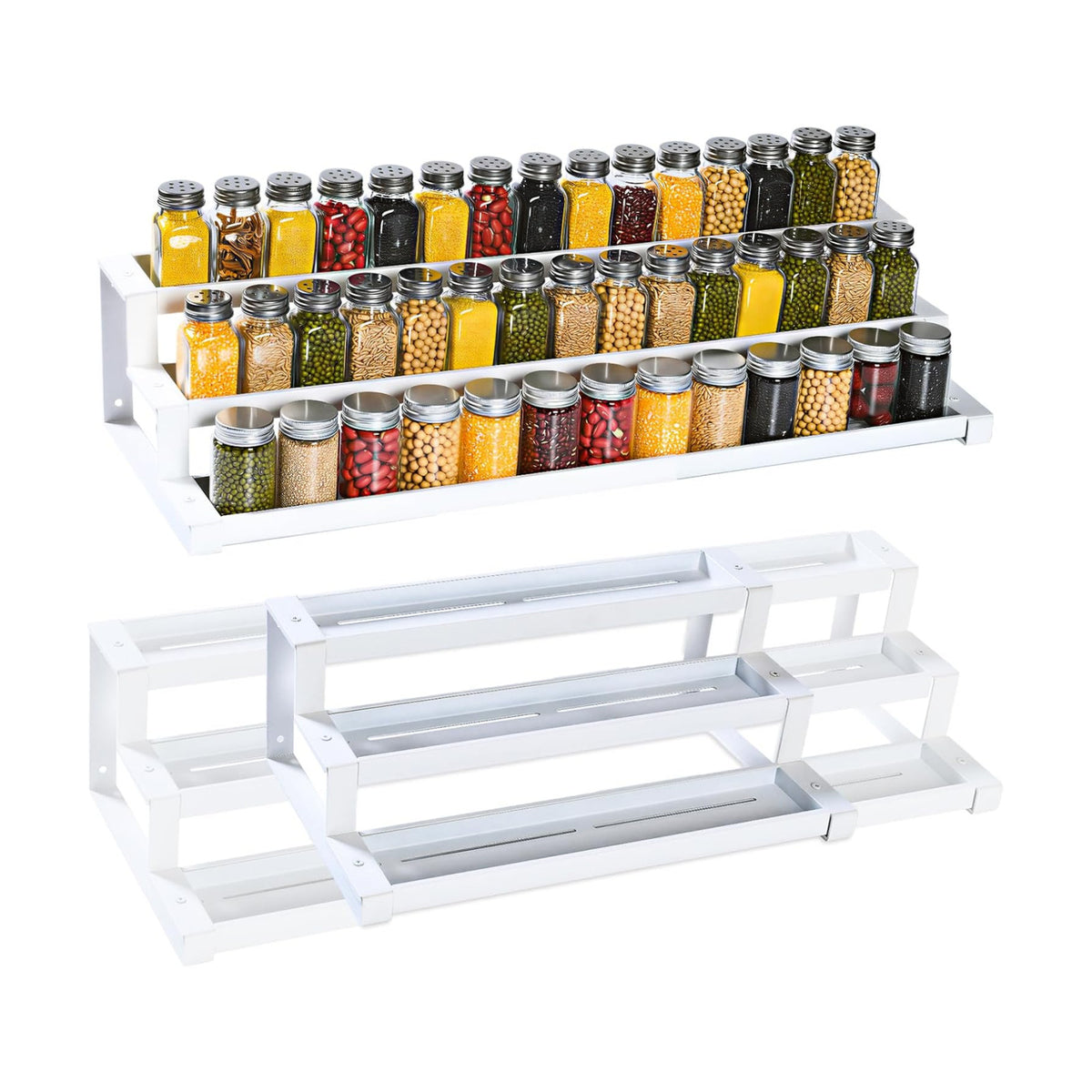 3-Tier Spice Rack Organizer for Kitchen Cabinet or Pantry, 16"-29" Expandable Spice Organization Shelf, Seasoning