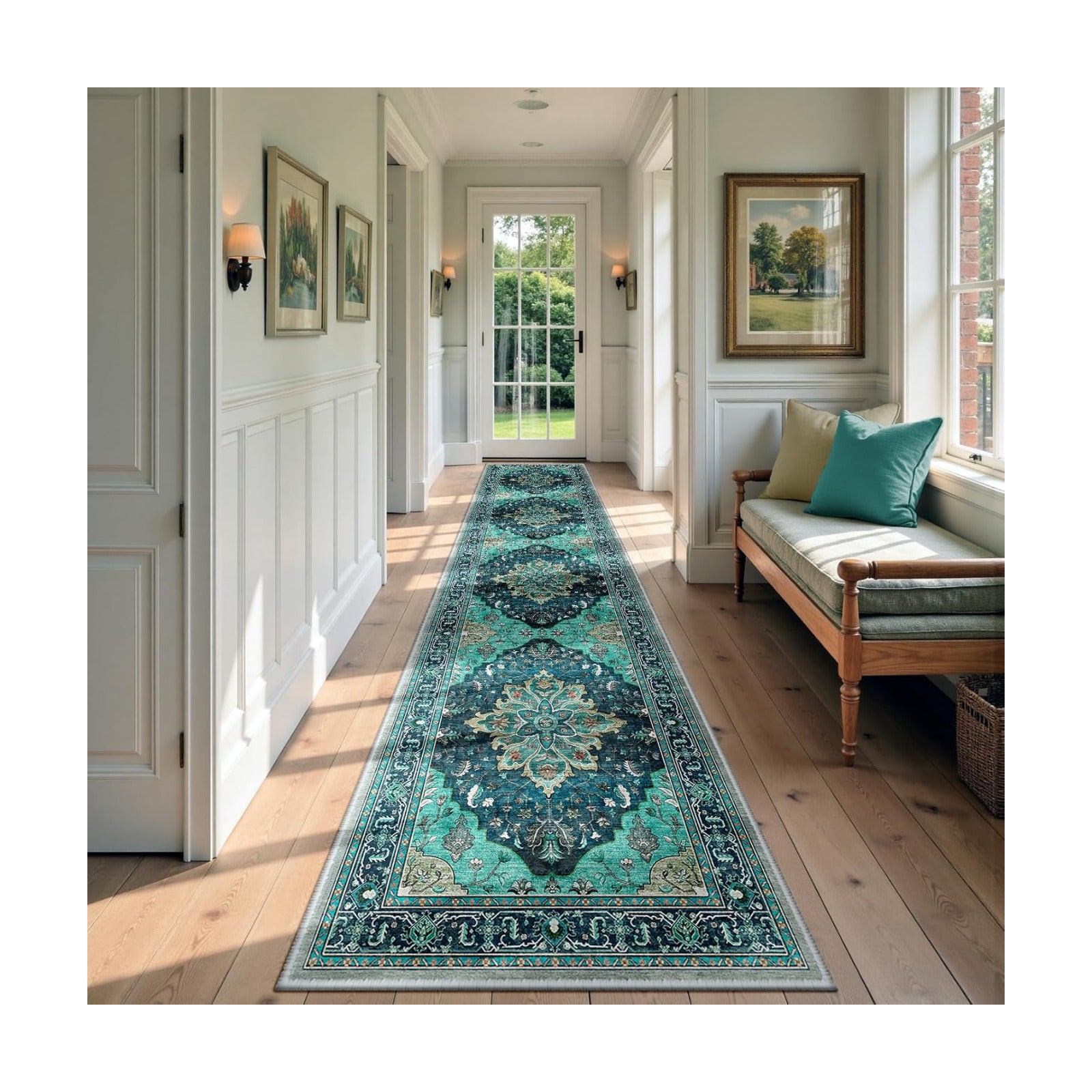 RELEANY Washable Area Rug, Runner 2'6"x14', Teal