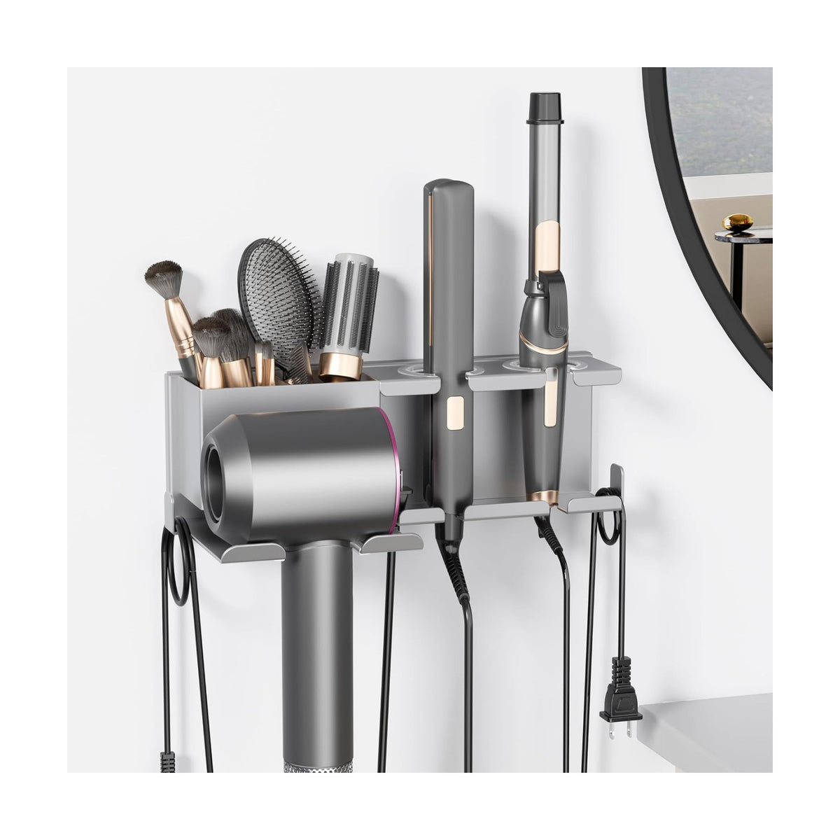 Hair Dryer Holder, Hair Tool Organizer, Blow Dryer Hanger Wall Mount for Dryer Hook, Bathroom Space-Saving Blow Dryer