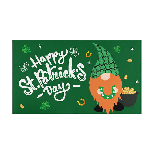 St. Patrick's Day Door Mat Green Shamrock Clover Welcome Doormat, St Patricks Day Decorations Non Slip Saint Patricks Gnome Mat saint patricks day Decor for Indoor Outdoor (St Patricks 3, 17"x30")