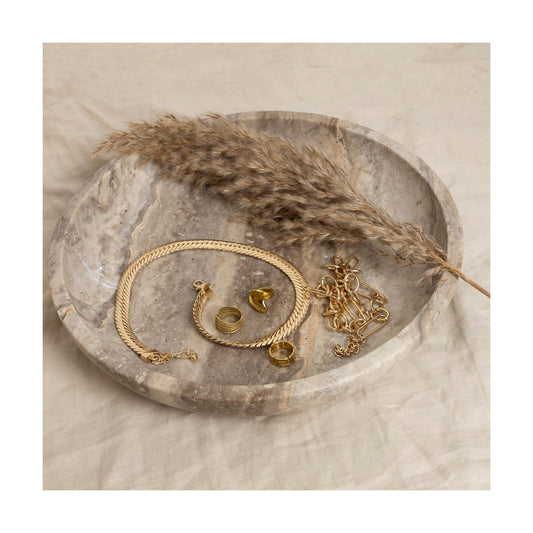 Travertine Decorative Bowls / Silver-grey