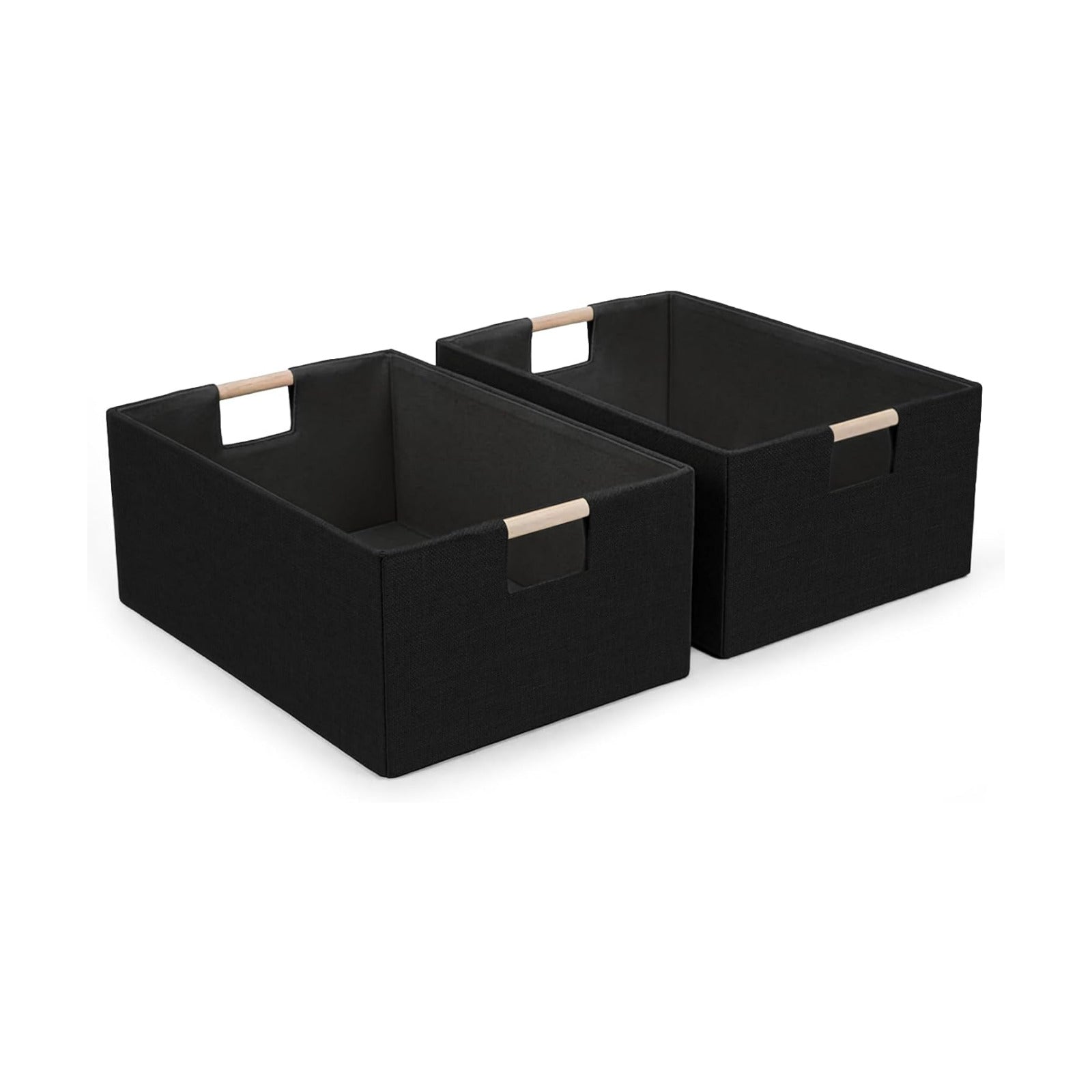 Linen Decorative Storage Bins / Black / Set of 2