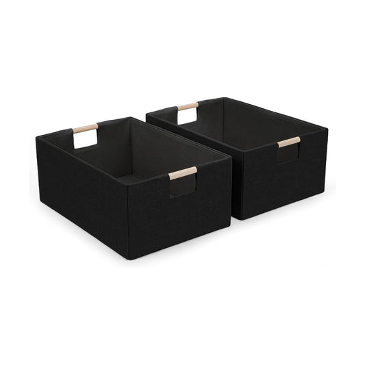 Linen Decorative Storage Bins / Black / Set of 2