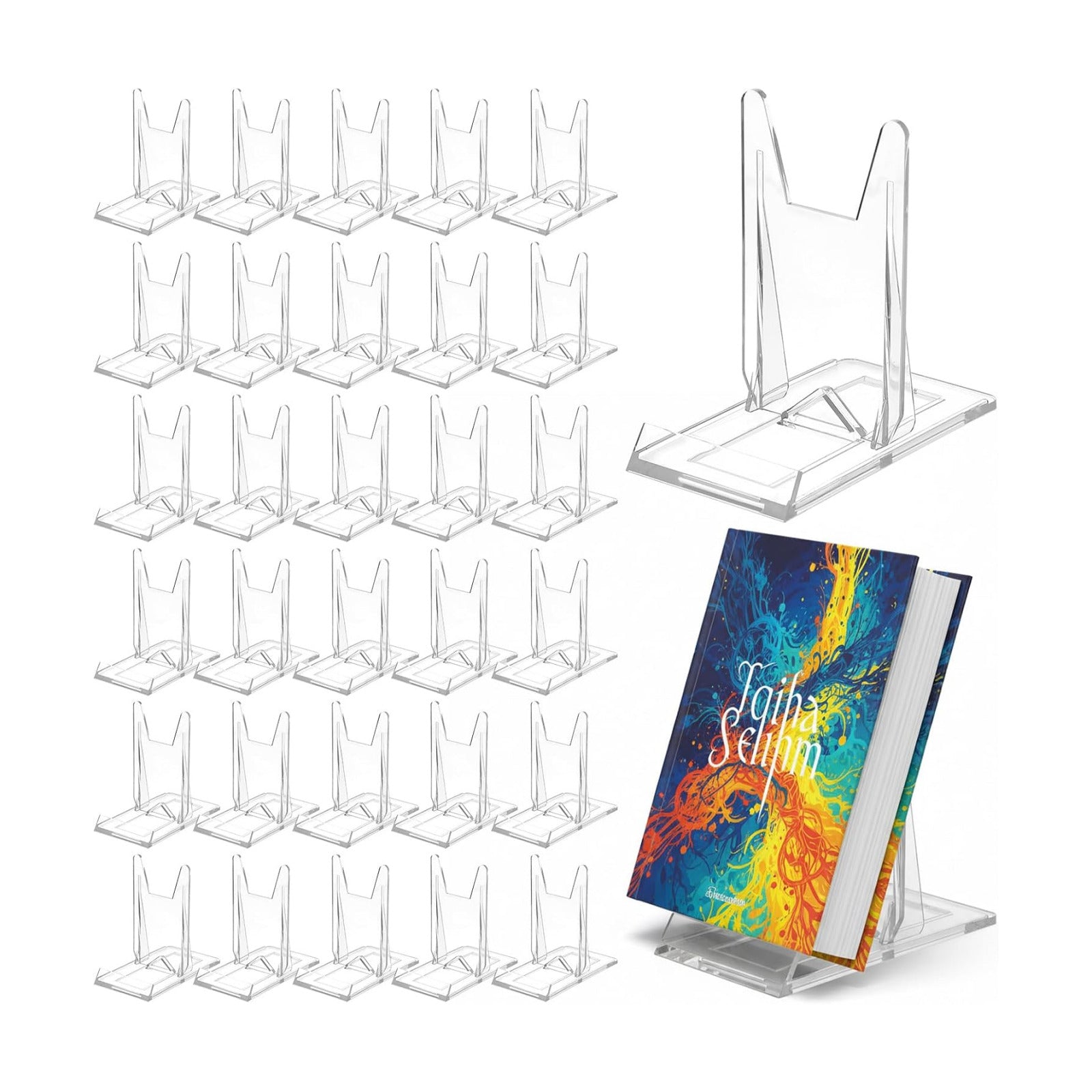 Adjustable Display Holder Acrylic Book Stand for Display Easel Collector Stand / Clear / Set of 30