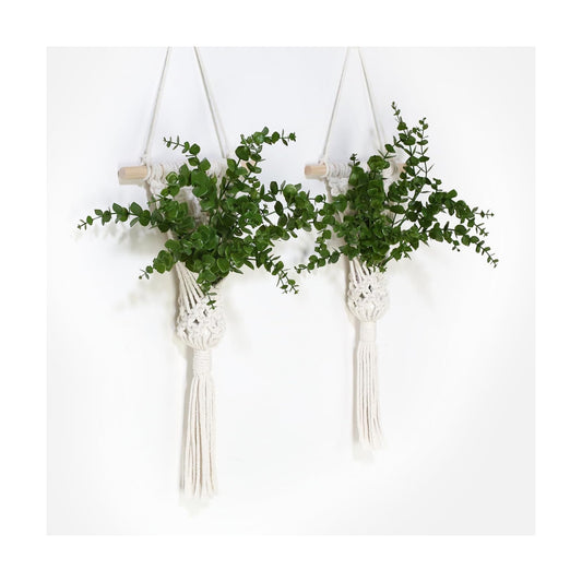 Boho Woven Plant Holders / Green / Set of 2