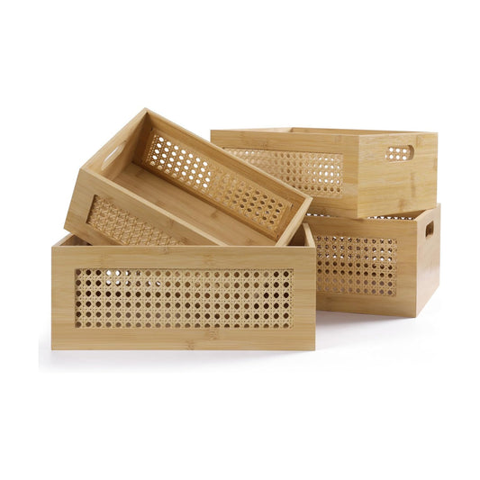 Rattan Storage Basket / Natural Tan / Set of 4