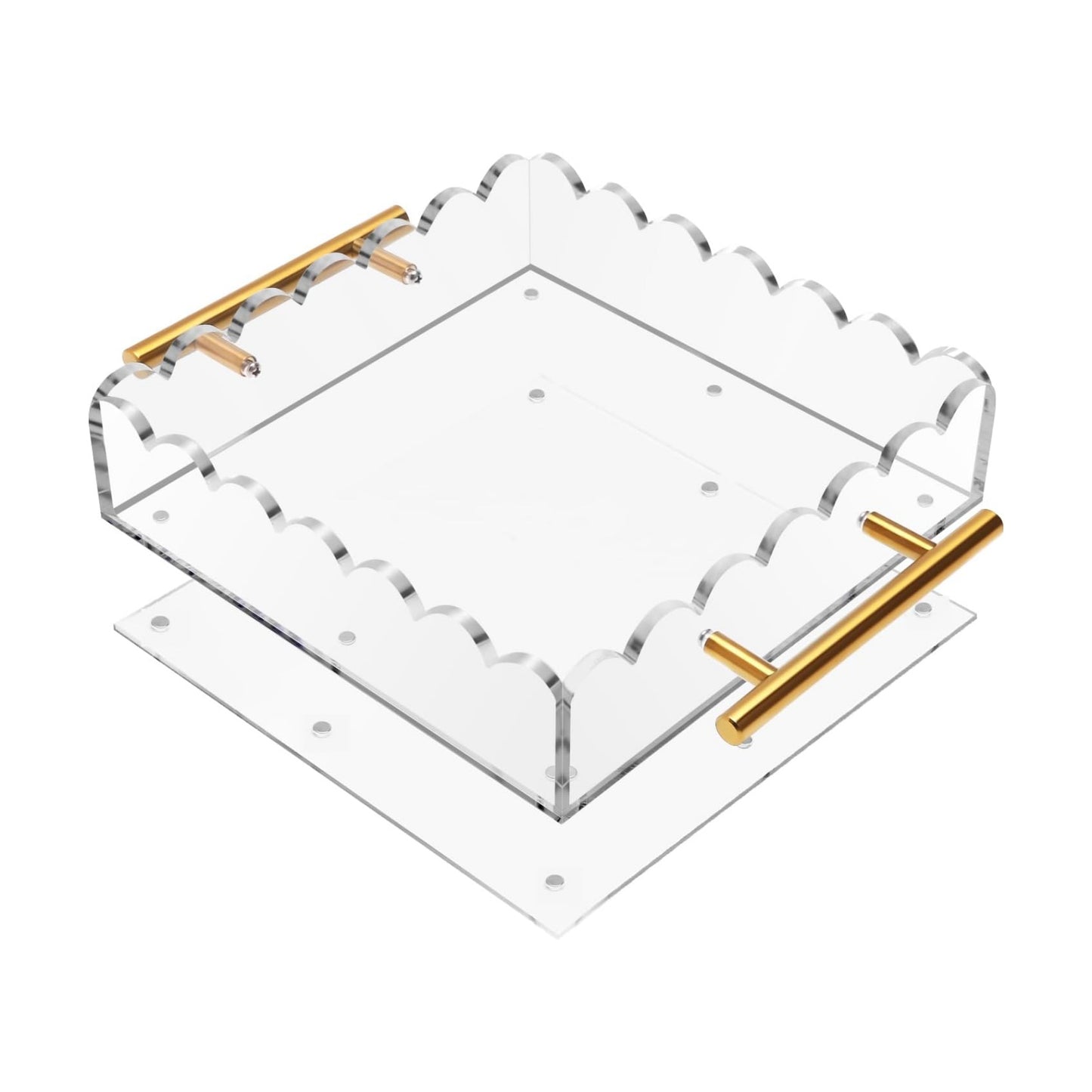 Acrylic Scalloped Tray '' Acrylic Tray / 8'' x 8 / Clear