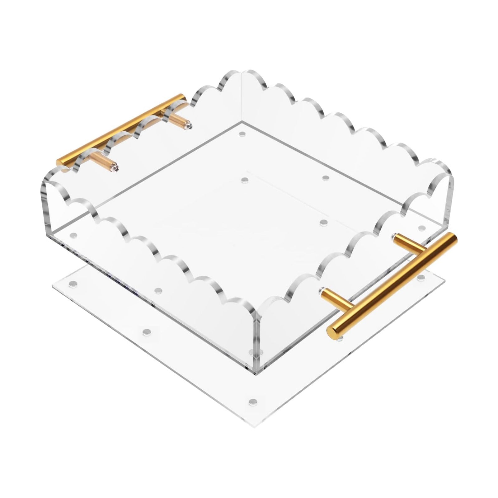 Acrylic Scalloped Tray '' Acrylic Tray / 8'' x 8 / Clear