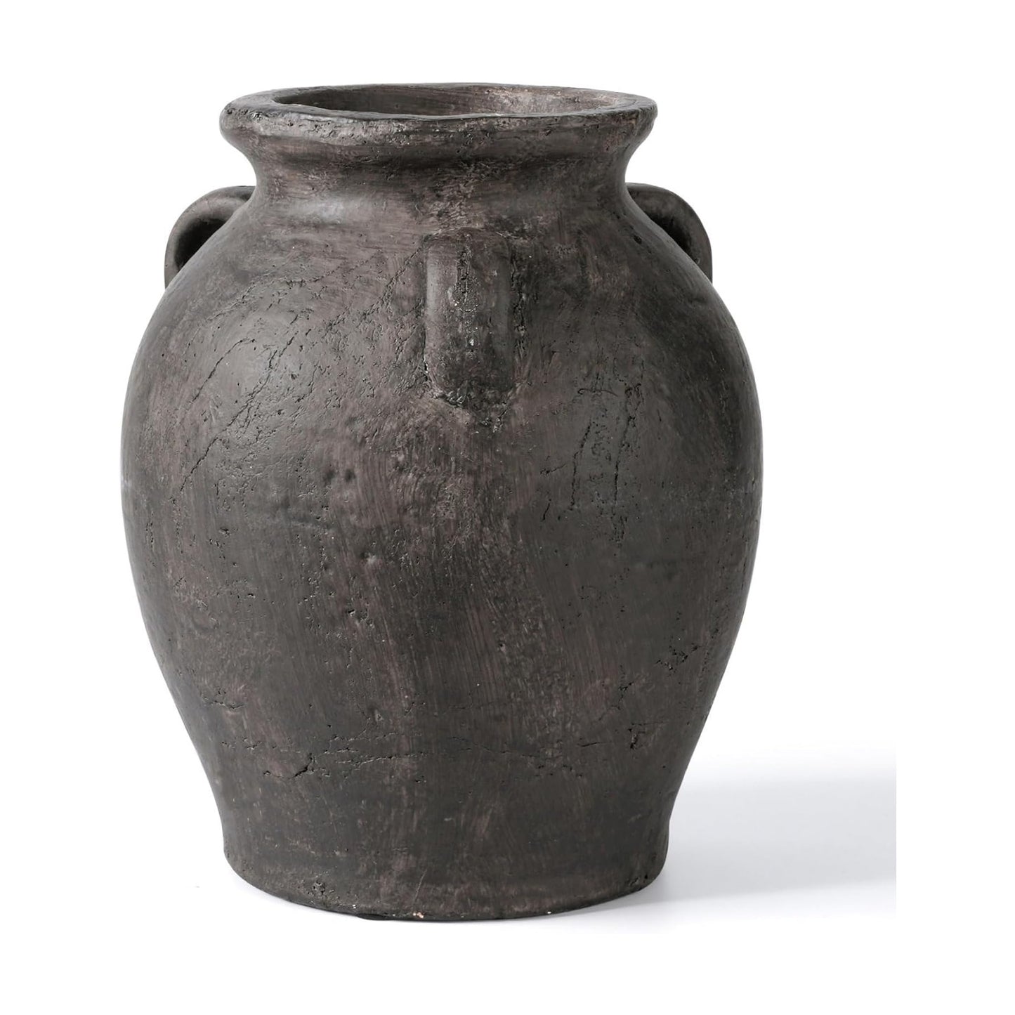 Rustic Ceramic Distressed Vase / 9.5 Inch-3 Ears / 9.5 Inch