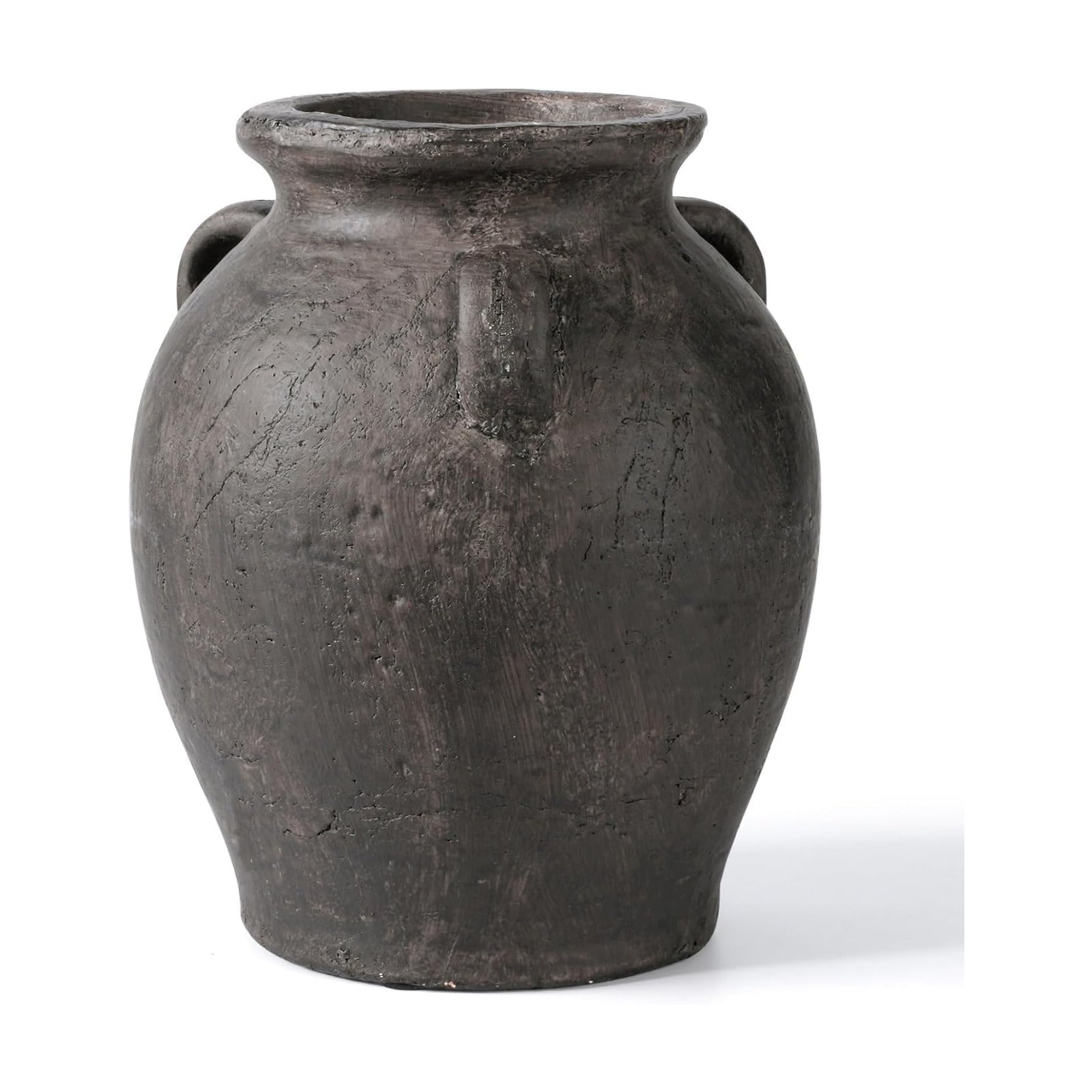 Rustic Ceramic Distressed Vase / 9.5 Inch-3 Ears / 9.5 Inch