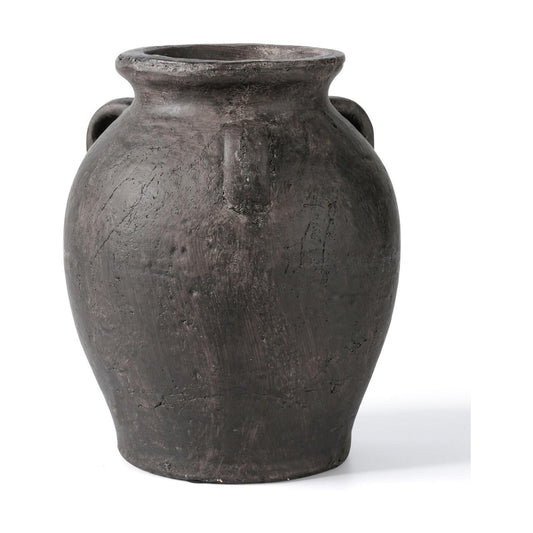 Rustic Ceramic Distressed Vase / 9.5 Inch-3 Ears / 9.5 Inch