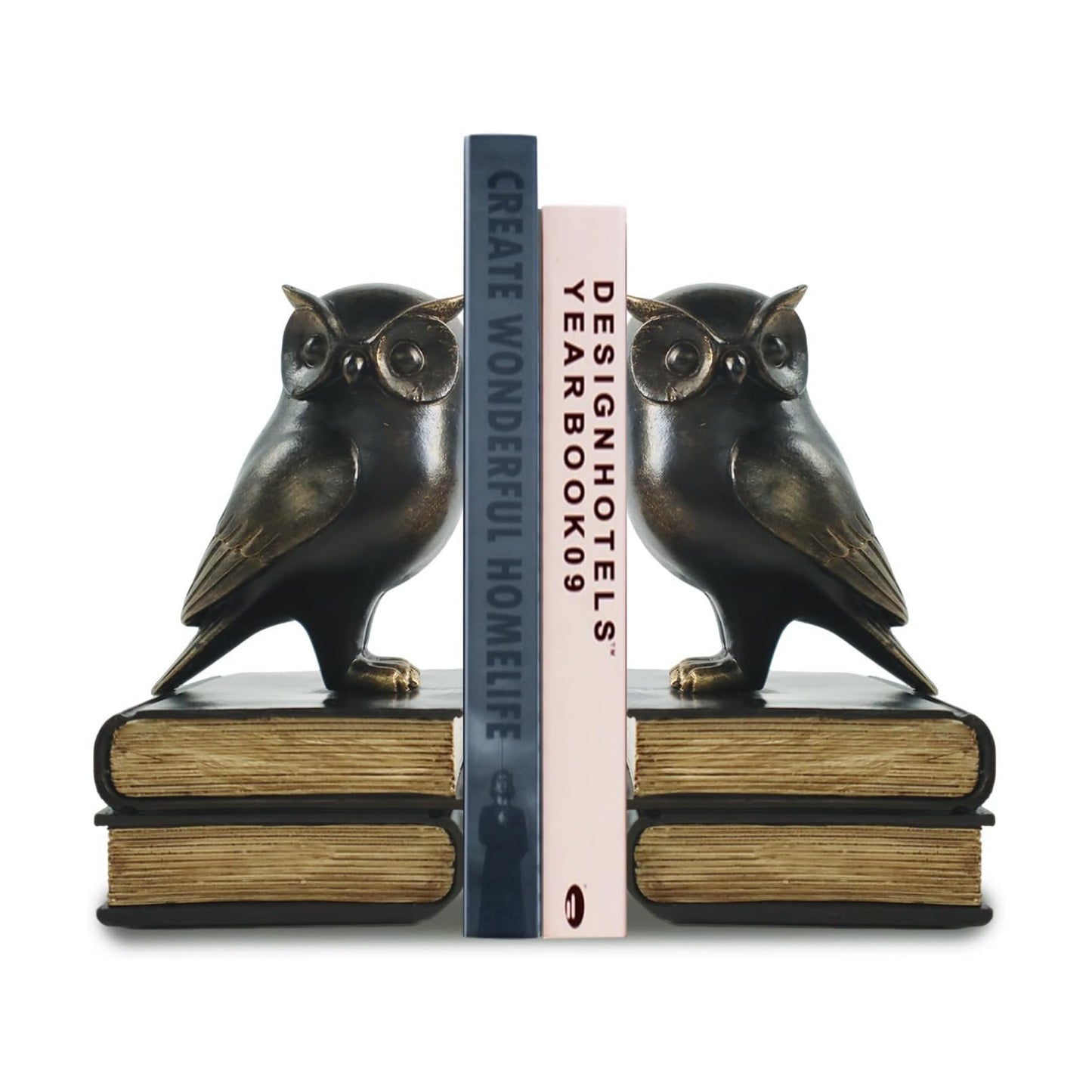Book Ends / Retro Owl Decorative Bookends / Black