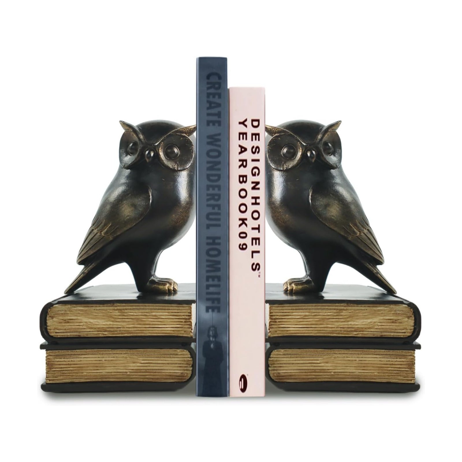 Book Ends / Retro Owl Decorative Bookends / Black