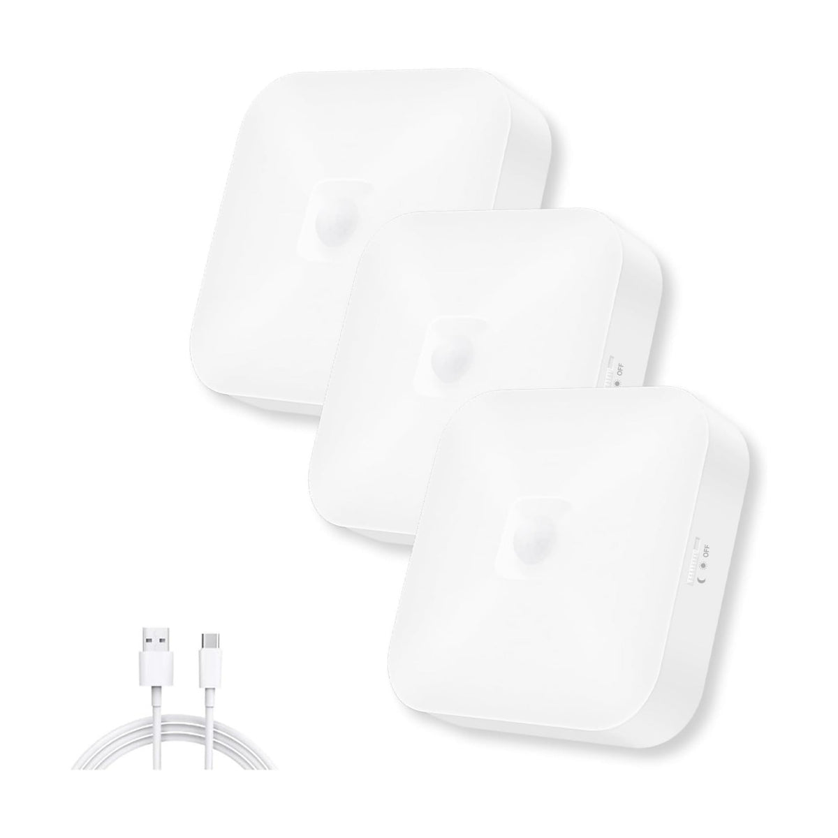 Rechargeable Motion Sensor Closet Light, 500LM Wireless Ceiling Light 3Pack | 5000K Cool White, Battery Operated