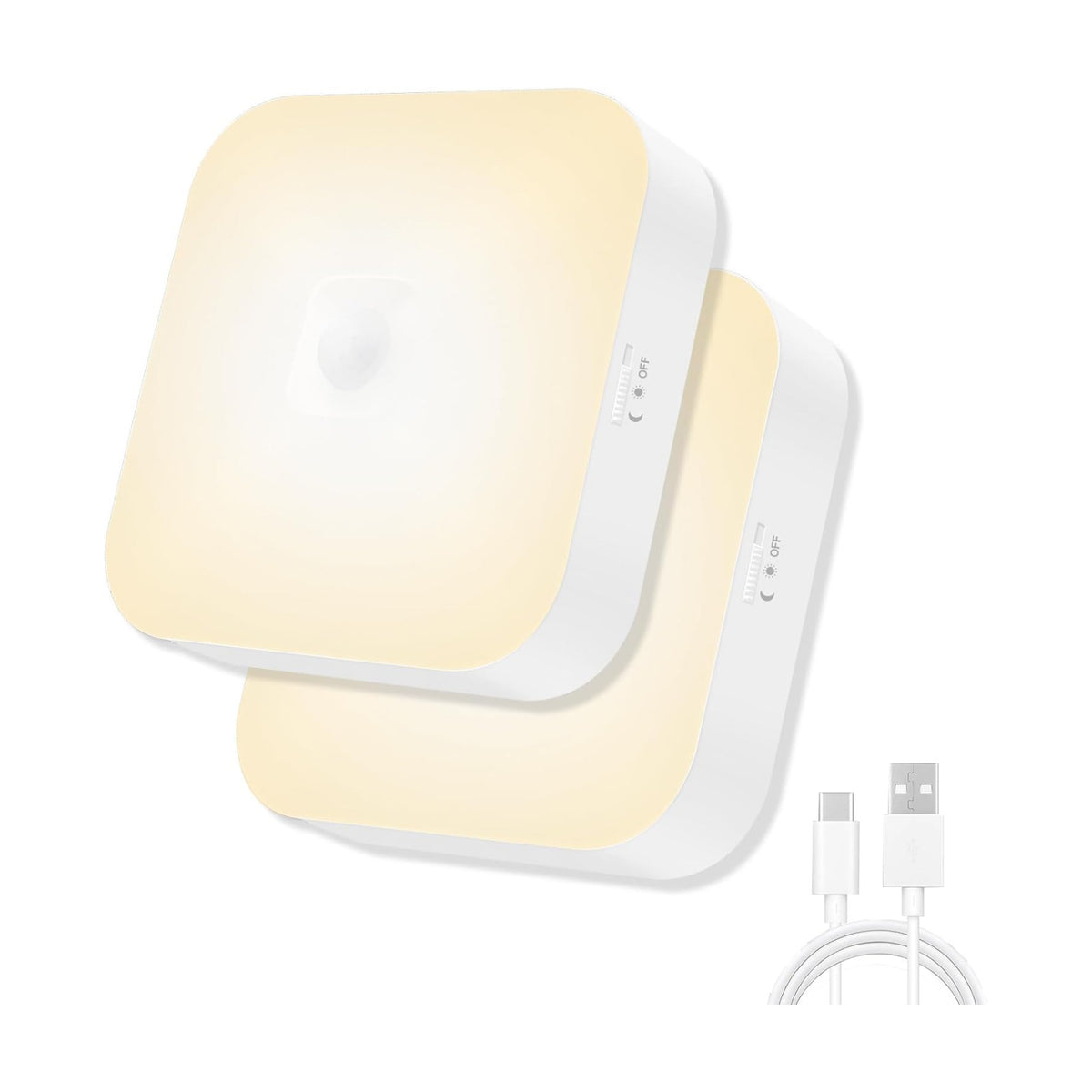 Rechargeable Motion Sensor Closet Light, Wireless Lights, Warm White 2Pack | 3000K, Battery Operated, Motion Sensored