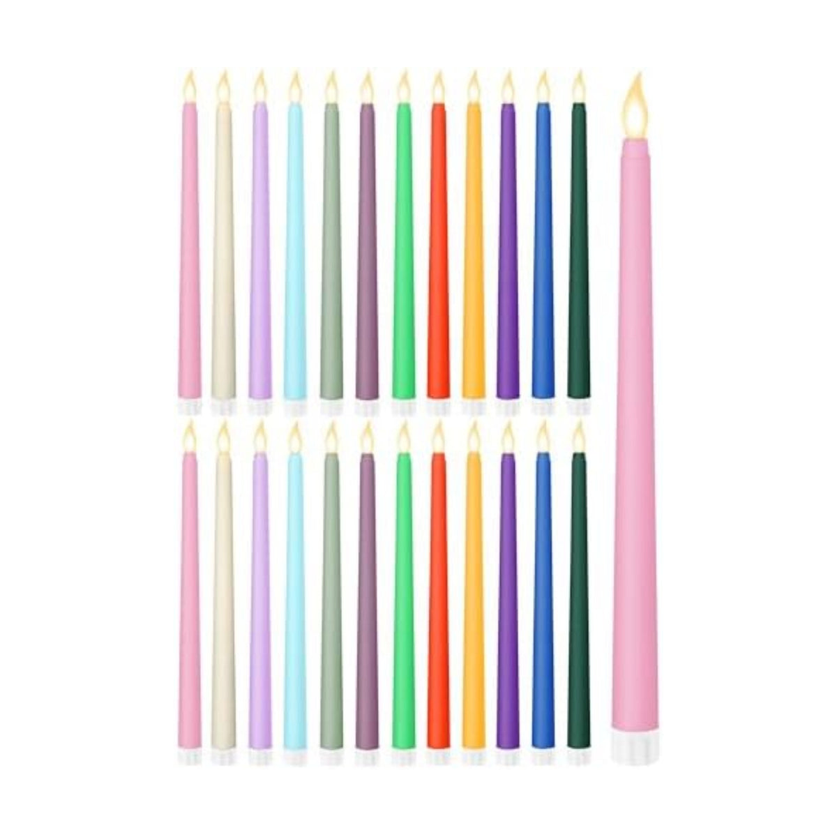 Treela Battery Operated LED Taper Candles,Basic,11 Inch,Pastel