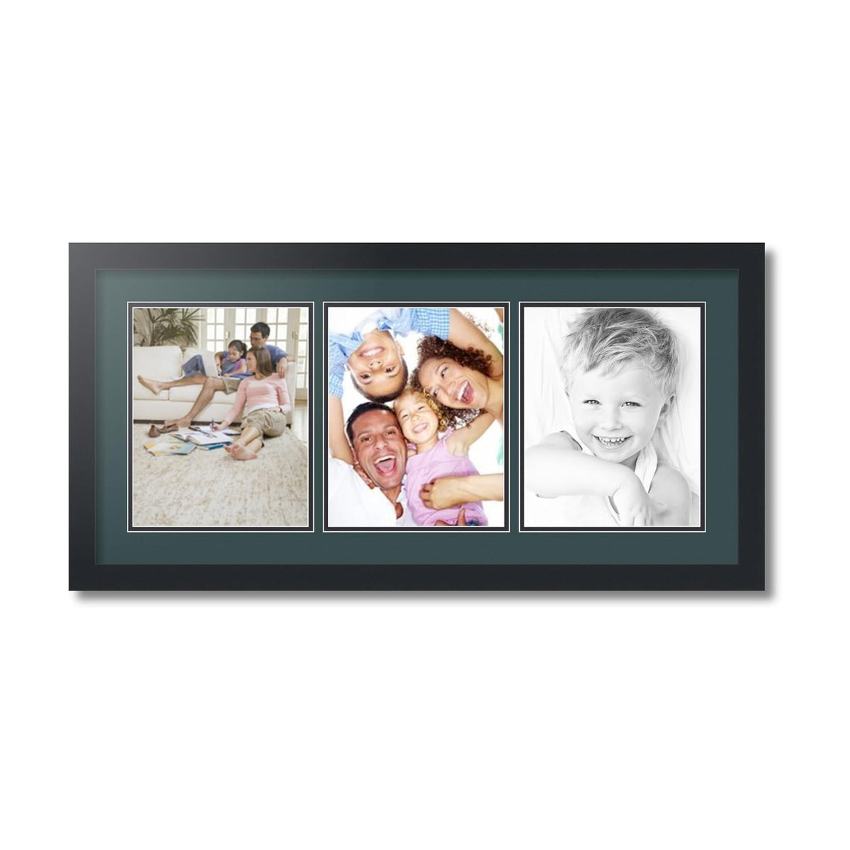 ArtToFrames Collage Picture Frame 3 Opening 3-8x10 Photo Frame | Made in USA | Black Frame Evergreen and Black Mats