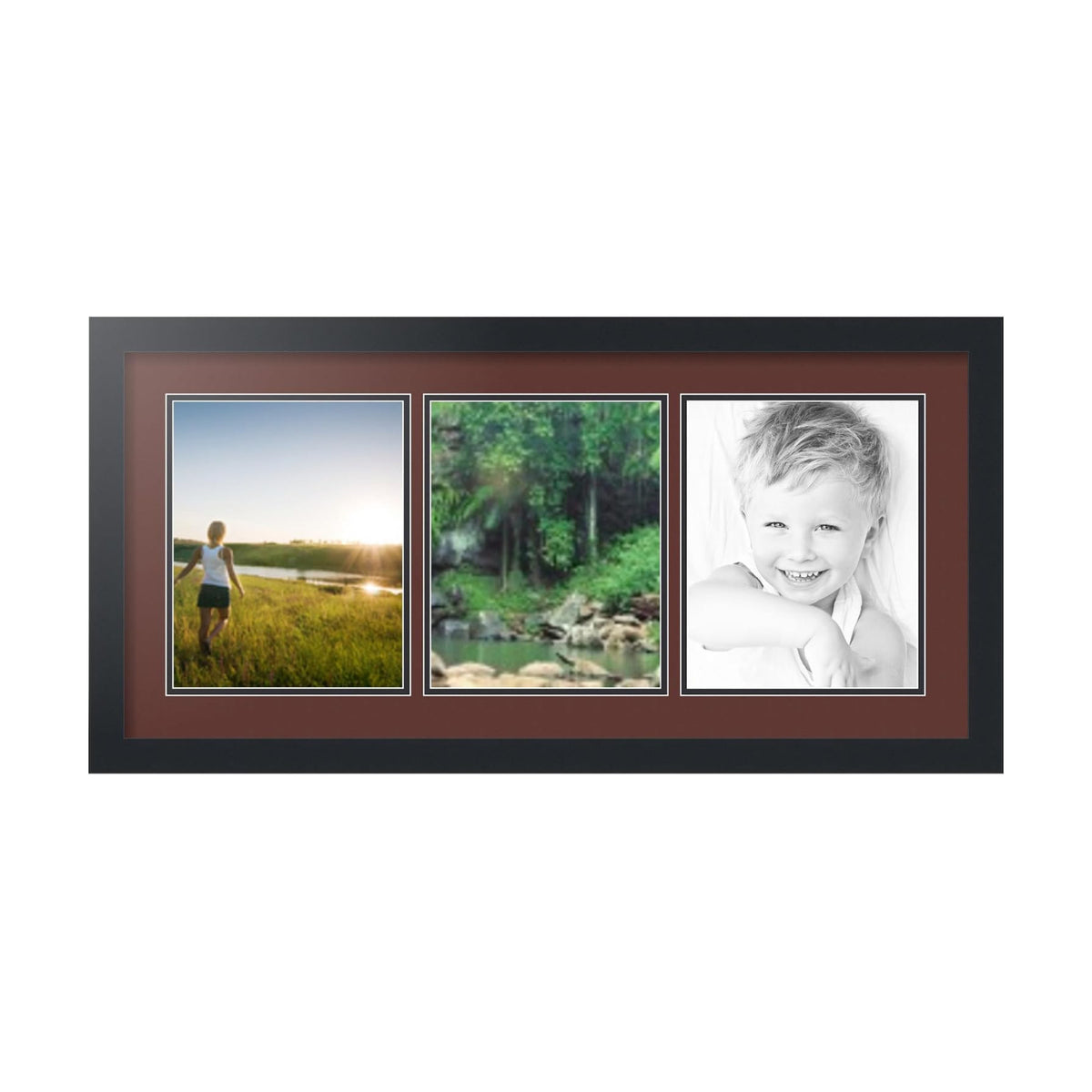 ArtToFrames Collage Picture Frame 3 Opening 3-8x10 Photo Frame | Made in USA | Black Frame Maroon and Black Mats | Wall