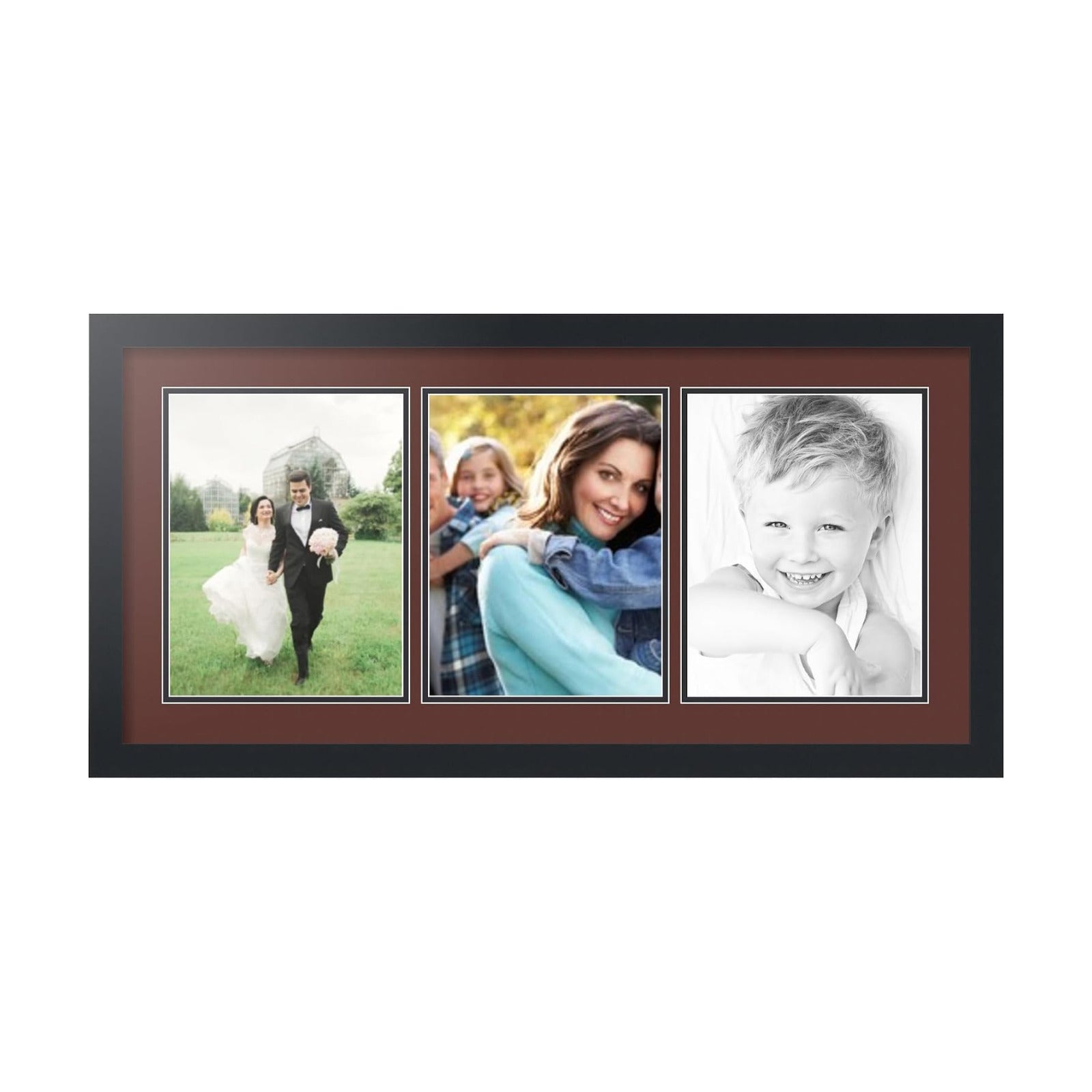 ArtToFrames Collage Picture Frame 3 Opening 3-8.5x11 Photo Frame | Made in USA | Black Frame Maroon and Black Mats