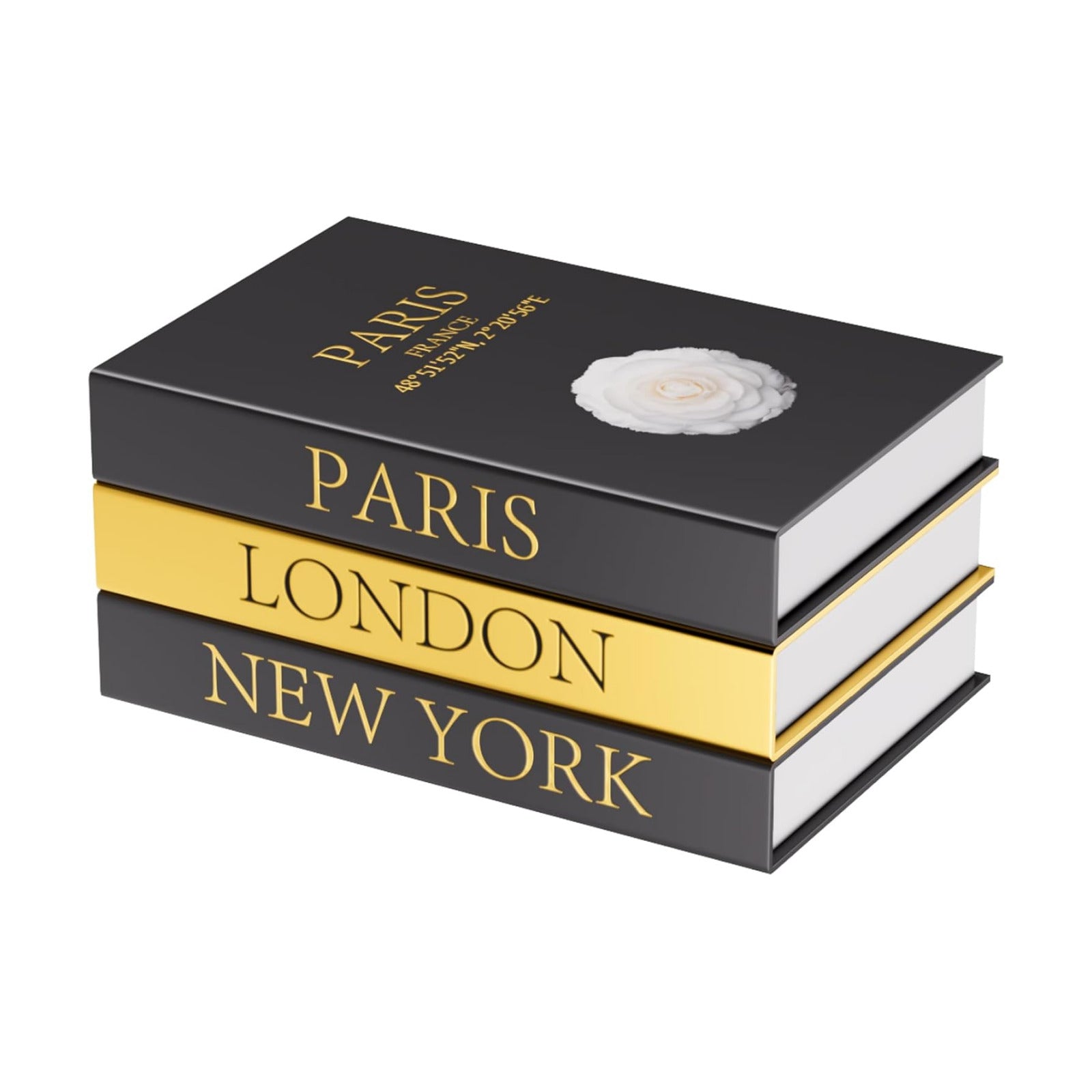 Decorative Books / Stylish Fake Books of Room Decor Aesthetic / Black Golden / Set of 3