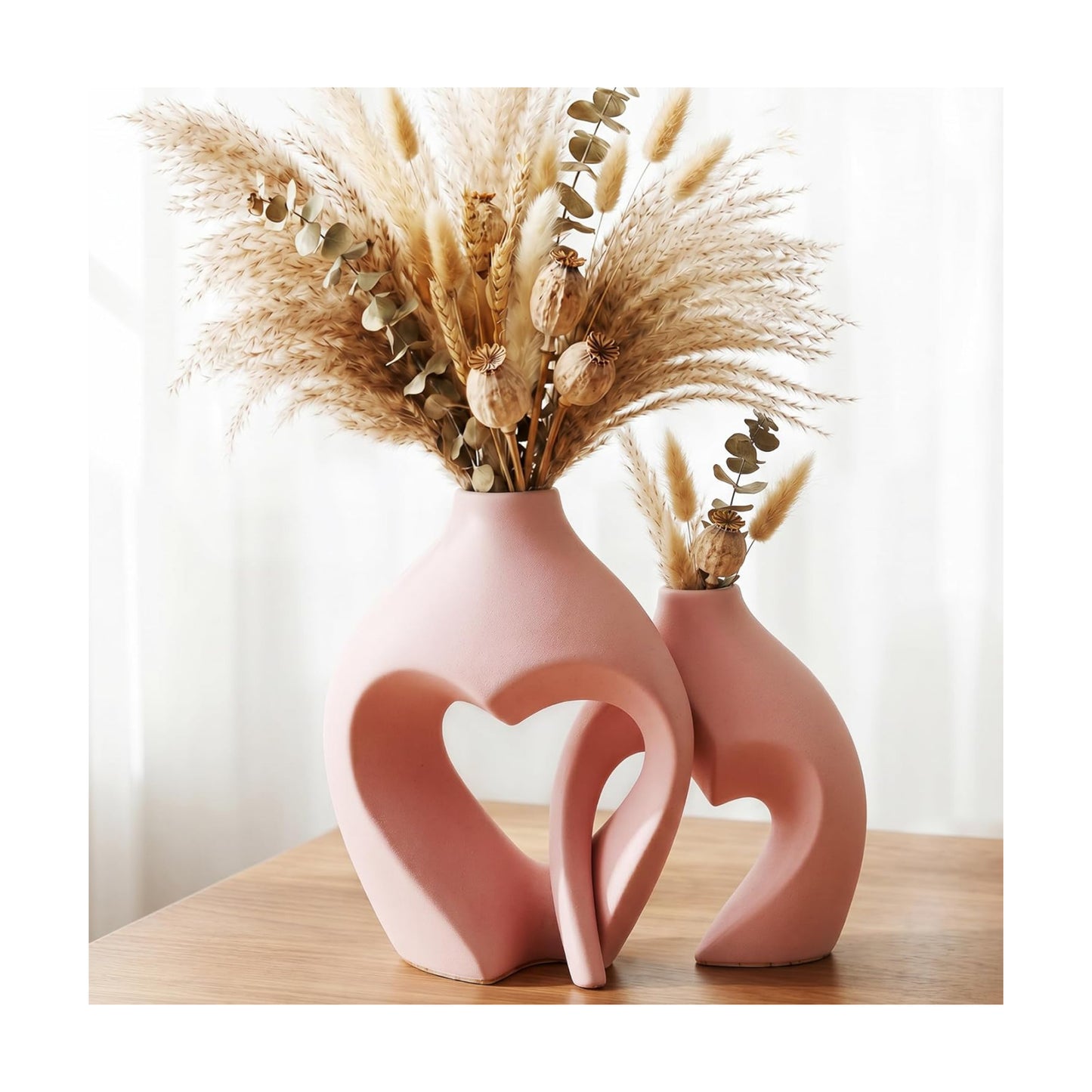 Ceramic Flower Vases Home Decor Heart Shaped Vase Nordic Heart Shaped Vases / Pink / Set of 2