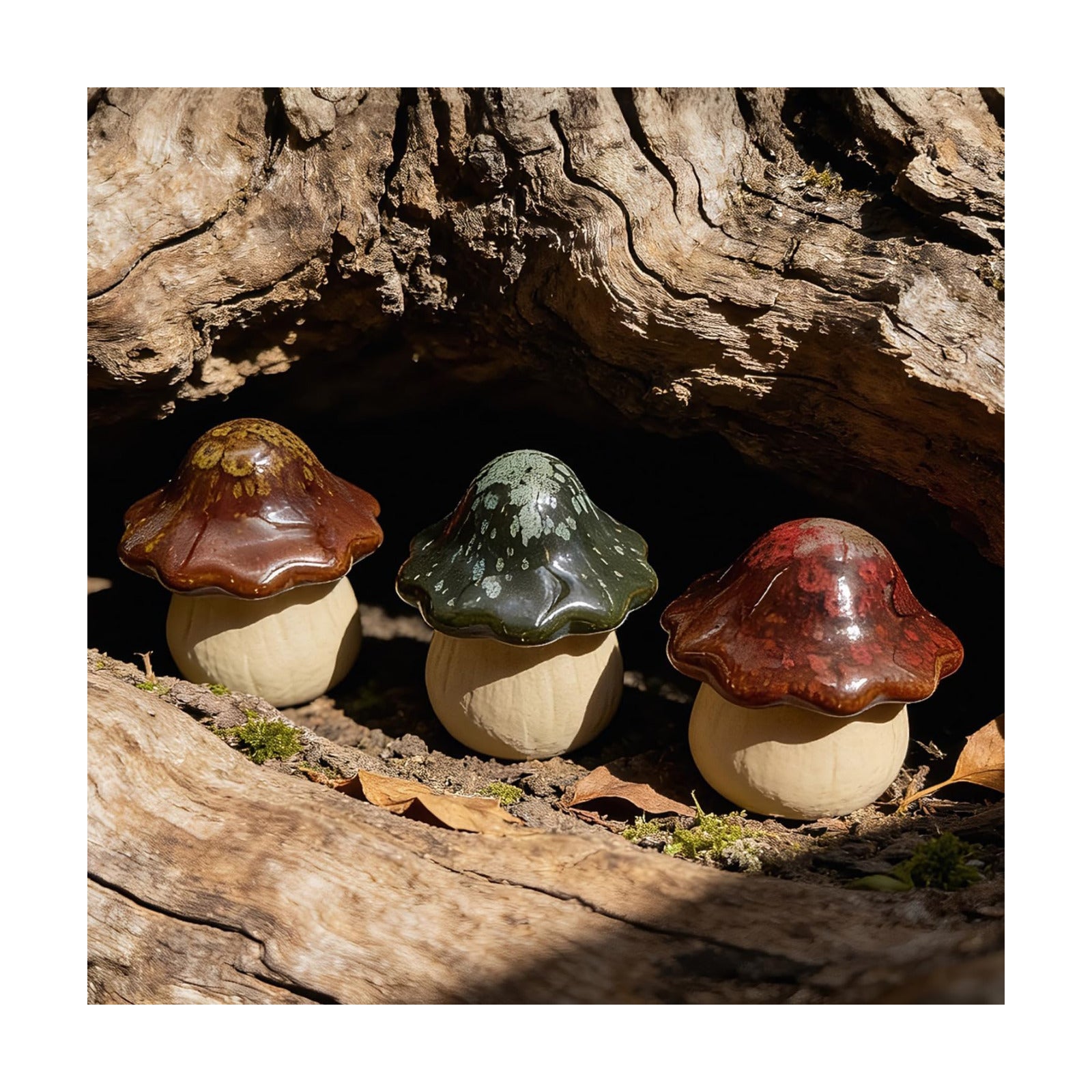 Ceramic Garden Mushroom Ornaments 3-Piece Set