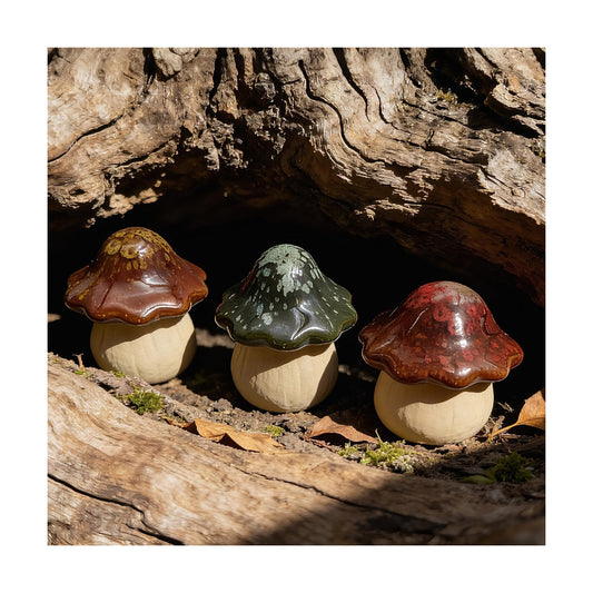 Ceramic Garden Mushroom Ornaments 3-Piece Set