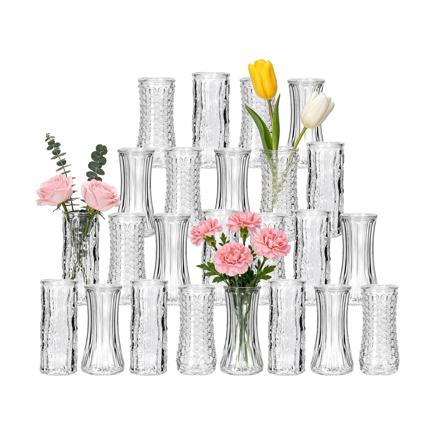 Mini Glass Bud Vases / Clear / Set of 24