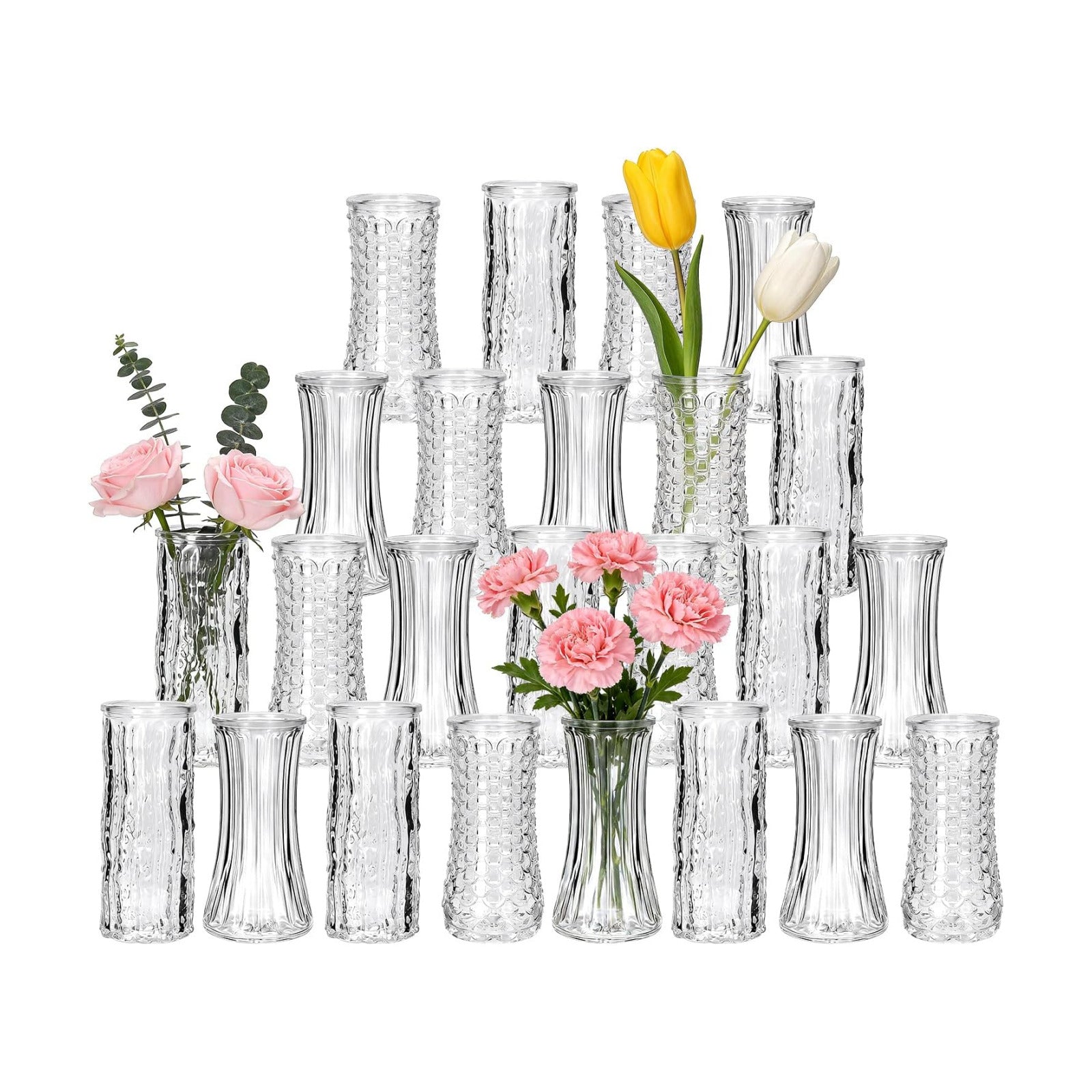 Mini Glass Bud Vases / Clear / Set of 24