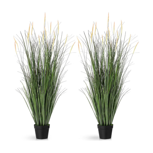 Tall Artificial Grass Plants Fake Horsetail Reed Grass Plant / 4 Ft / Pink Spikes / Set of 2