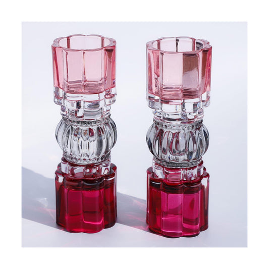 VOHO Reversible Candle Holder Set of 2, Tall Candle Holder Shades of Pink